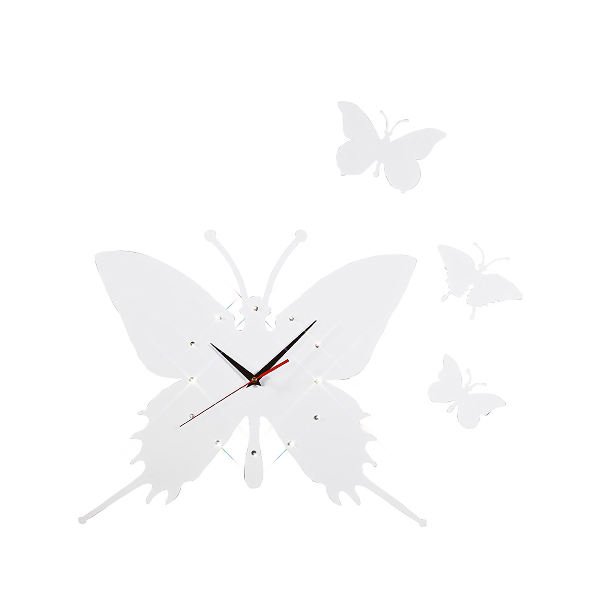 IL70108  Infinity Butterfly Clock White/Crystal